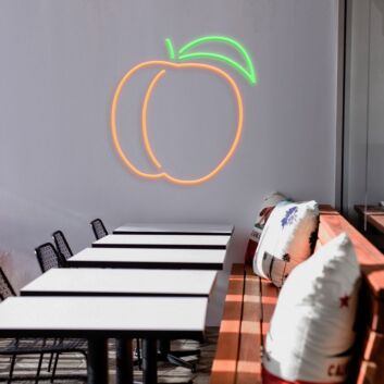 Peach Neon Sign for Whimsical and Nature Decor