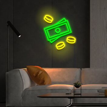 Money Neon Sign for Wealth Themed Decor