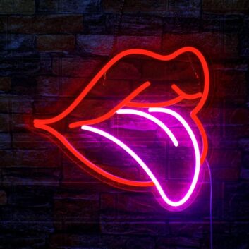 Red Lips Bedroom Wall Mounted Neon Sign Bold Accent
