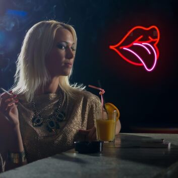 Red Lips Bedroom Wall Mounted Neon Sign Bold Accent