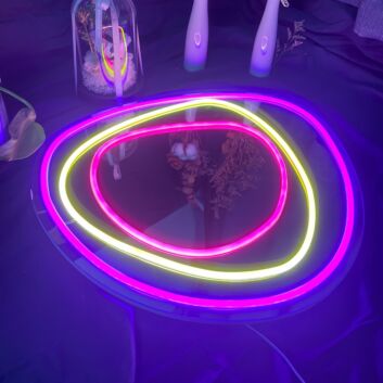 Brighten Your Spaces from Living Rooms to Bars with the Aesthetic Wavy Selfie Mirror LED Neon Sign.