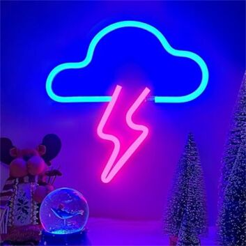 Brighten Up Any Space from Bars to Bedrooms with the Cloudy With Lightning LED Neon Sign.