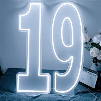 Celebrate turning 19 in style: Ideal for Birthdays, Home Decor, and Party Ambiance with Customized LED Neon Light Number 19 Birthday LED Neon Sign.