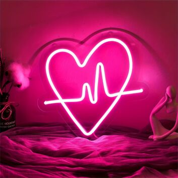 Brighten Up Your Love Space - Ideal for Weddings, Romantic Dinners, and Valentine's Day Decor with Heartbeat LED Heart Shaped LED Neon Sign.