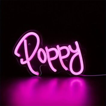 Brighten Your Bar, Office, or Wedding with the Vibrant LED Deep Pink Poppy Neon Sign.
