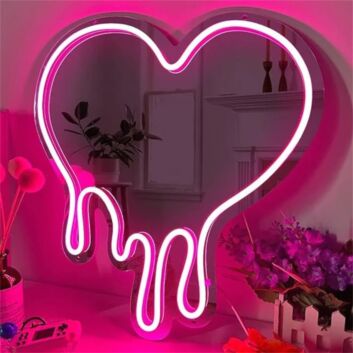 Add a Touch of Love to Weddings, Celebrate in Style at Bars, and Elevate Home Decor with Melting Heart Mirror LED Neon Sign.