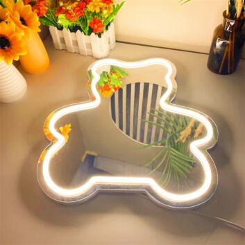 Brighten Up Your Space with Mirror Panda LED Neon Lamp - Perfect for Home Decor, Office Ambiance, and Lively Parties.