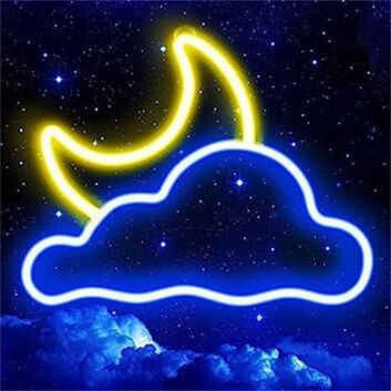 Transform Your Space: Moon and Cloud LED Neon Sign for Home Decor, Bars, and Romantic Evenings.