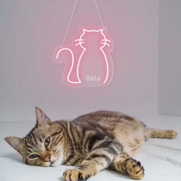 Transform Your Space: Neon Cat and Name Personalized LED Neon Sign for Home Decor, Office Chic, and Vibrant Parties