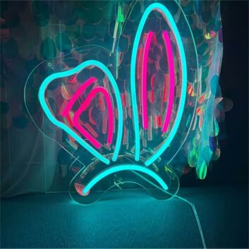Brighten Up Any Occasion: Rabbit Ears Sign Party Decorations LED Neon Signs for Bars, Weddings, and Home Ambiance.