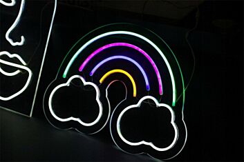 Brighten Up Any Space: Rainbow And Cloud LED Neon Sign for Lively Home Decor, Trendy Office Vibes, Storefront Charm, and Vibrant Party Settings.