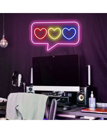 Add a Romantic Touch to Your Bedroom, Wedding, or Anniversary Celebration with Speech Bubble Hearts LED Neon Sign.