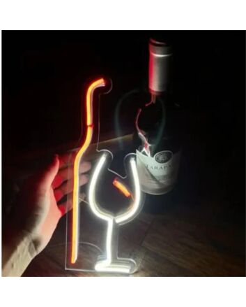 Brighten Up Your Bar, Dining Area, or Wedding Ambiance with Wine Glass LED Neon Sign Art.