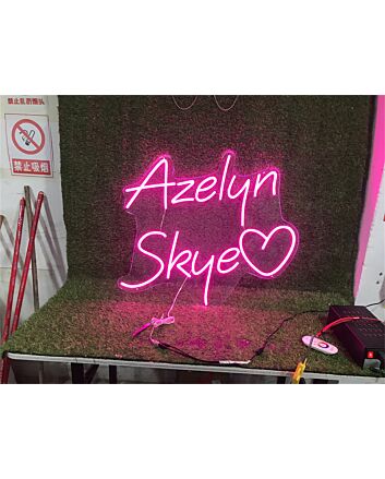 Brighten Your Special Moments: Azelyn Skye With Heart LED Neon Sign for Weddings, Anniversaries, and Romantic Evenings