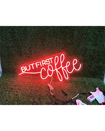 Enhance your cafe or kitchen ambiance with the vibrant But First Coffee In Red LED Neon Sign, perfect for coffee lovers and late-night gatherings.