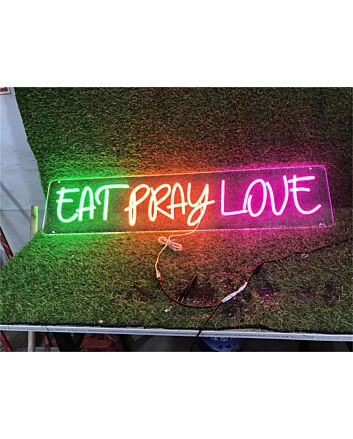 Elevate Your Space: Eat Pray Love Custom LED Neon Sign Perfect for Weddings, Home Decor, and Cozy Cafés