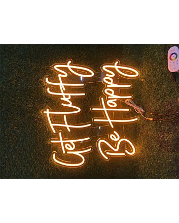 Brighten Up Your Space: Get Fluffy Be Happy Custom LED Neon Sign for Bars, Weddings, and Chic Home Decor.