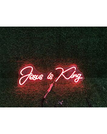 Brighten Your Sacred Spaces and Celebrations with Jesus Is King Custom LED Neon Sign for Home Decor, Worship Gatherings, and Religious Events.