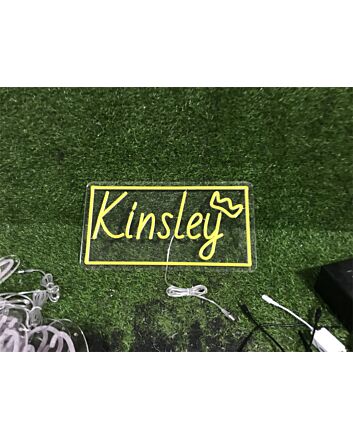 Brighten Up Your Space - Perfect for Home Decor, Office Ambiance, and Bar Highlights with Kinsley With Frame Custom LED Neon Sign.