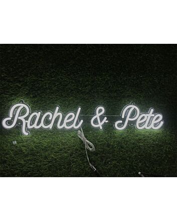 Brighten Up Your Wedding, Office, or Home Decor with the Rachel And Pete Custom LED Neon Sign.
