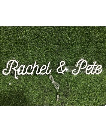 Brighten Up Your Wedding, Office, or Home Decor with the Rachel And Pete Custom LED Neon Sign.