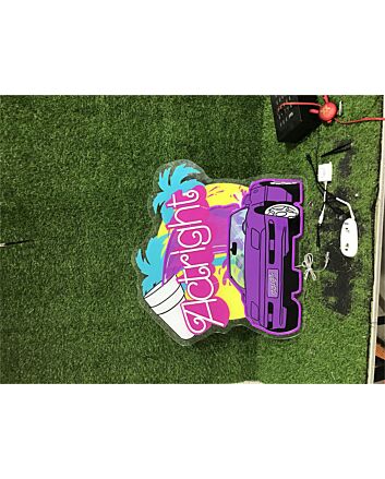 Brighten Your Drive-Thru Cafe or Auto Shop with the Vibrant Uv Actright With Car LED Neon Sign.