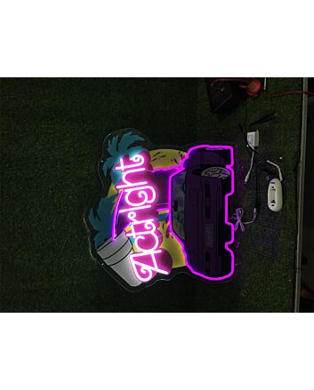 Brighten Your Drive-Thru Cafe or Auto Shop with the Vibrant Uv Actright With Car LED Neon Sign.