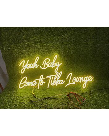 Brighten Your Wedding, Bar, or Office Ambiance with the Yeah Baby Custom LED Neon Sign.