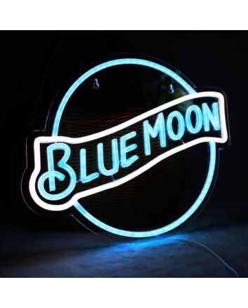 Brighten Your Nights: Blue Moon Neon Sign for Bars, Weddings, and Cozy Home Settings