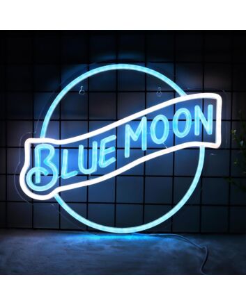 Brighten Your Nights: Blue Moon Neon Sign for Bars, Weddings, and Cozy Home Settings