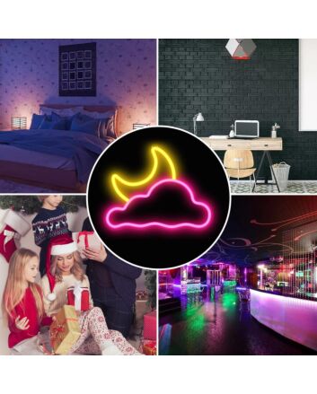 Brighten Up Your Nights: Perfect for Home Decor, Romantic Evenings, and Parties with the Clouds And Moon Neon Sign.
