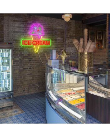 Brighten Up Your Space: Perfect for Weddings, Parties, or Adding a Whimsy to Your Home with Colorful And Tempting Ice Cream Restaurant Or Bar Neon Signs.