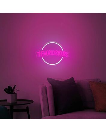 Brighten Up Your Wedding, Bar, or Home Decor with the Deep Pink Theworldisyours Neon Sign.