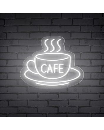 Brighten Up Your Café, Kitchen, or Coffee Nook with the Cafe Word Hot Cup Neon Sign.