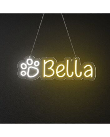 Brighten Your Space: Cat Paw Print Personalized Name Neon Sign for Home Decor, Bars, and Pet-Themed Celebrations.