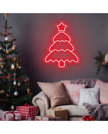 Brighten Your Holiday Celebrations: Christmas Tree Shining Star Neon Sign Perfect for Home Decor, Office Festivities, and Party Ambiance.