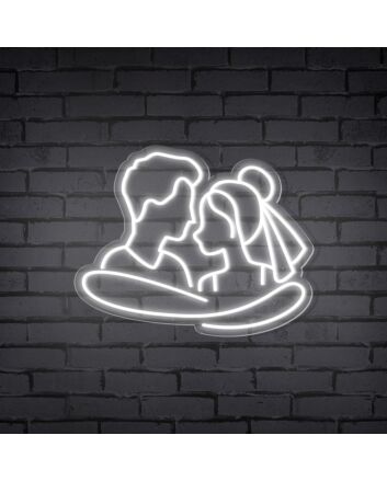 Add a Romantic Glow to Your Bedroom, Wedding, or Anniversary Celebration with the Cuddling Couple Shape Neon Sign.