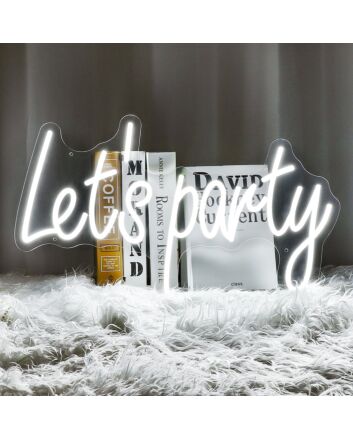 Elevate Your Celebrations: Lets Party Words Neon Sign for Special Occasions - Perfect for Weddings, Office Parties, and Home Decor.