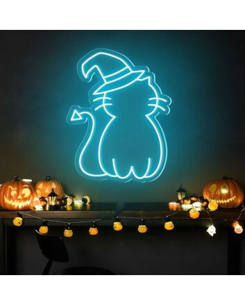 Brighten Up Your Halloween Celebration: Perfect for Home Decor, Theme Parties, and Bars - Neon Cat Hat Cute Halloween Neon Sign