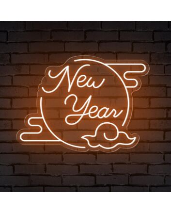 Bring the Glow to Your Celebrations and Spaces: New Year Clouded Moon Festive Neon Sign for Bars, Weddings, and Home Ambiance.