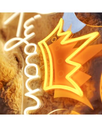 Light Up Your Space with Personal Touch: Riyaan Initial Crowned Letters Personalized UV Neon Sign for Weddings, Home Decor, and Bars.