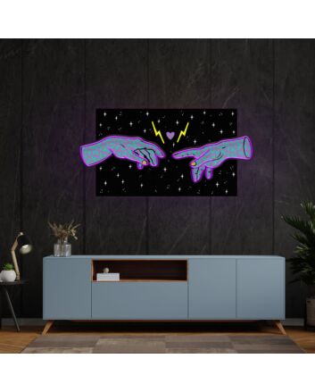 Brighten Up Your Bedroom, Office, or Chill-Out Spaces with Hand Of Acid Ancient Led UV Neon Sign Artwork.