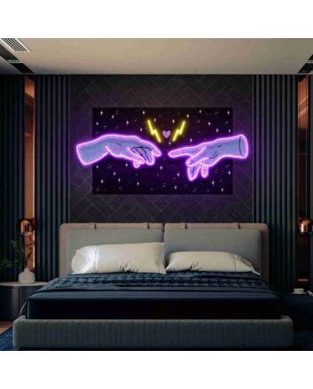 Brighten Up Your Bedroom, Office, or Chill-Out Spaces with Hand Of Acid Ancient Led UV Neon Sign Artwork.