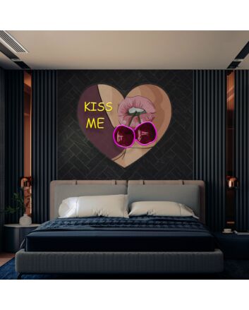 Add a Romantic Glow to Your Bedroom or Spice Up Your Wedding Decor with the Kiss Me Led UV Neon Sign.