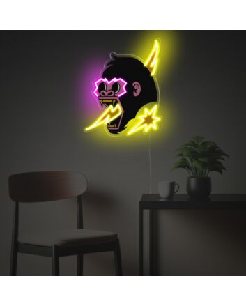 Elevate Your Bar, Office, and Event Ambiance with King Kong With Flash LED Neon Acrylic Artwork.