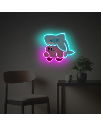 Elevate your home, office, and bar ambiance with Kirby With Cute Shark LED Neon Acrylic Artwork – Perfect for Trendsetting Decor and Memorable Celebrations.