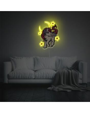 Brighten Your Child's Bedroom or Next Birthday Bash with Little Unicorn With Moon And Stars LED Neon Acrylic Artwork.