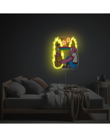 Brighten Your Home, Office, or Art Studio Ambiance with Man Exchanging Mind With Fire LED Neon Acrylic Artwork