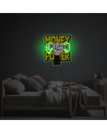 Brighten Your Office, Bar, or Store with the Vibrant Money Power LED Neon Acrylic Artwork.