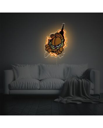 Brighten Up Your Space: Peeping Garfield LED Neon Acrylic Artwork Perfect for Home Decor, Offices, and Themed Parties.